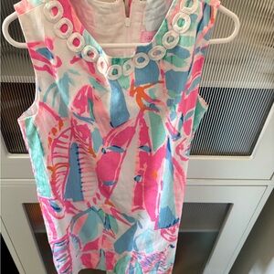 Lilly Pulitzer Colorful Seashell Print Shift Dress - Pink Aqua Coral